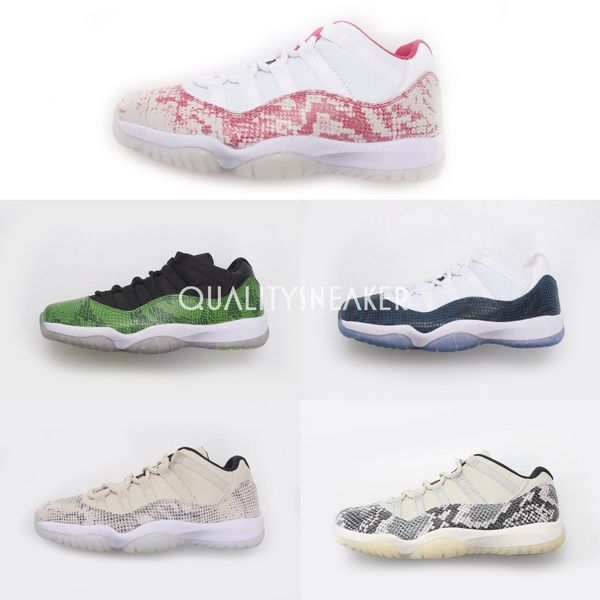 

new 11 high prem hc snakeskin 45 light bone pink basketball shoes men 11s pink white grey snakeskin sports sneakers with box