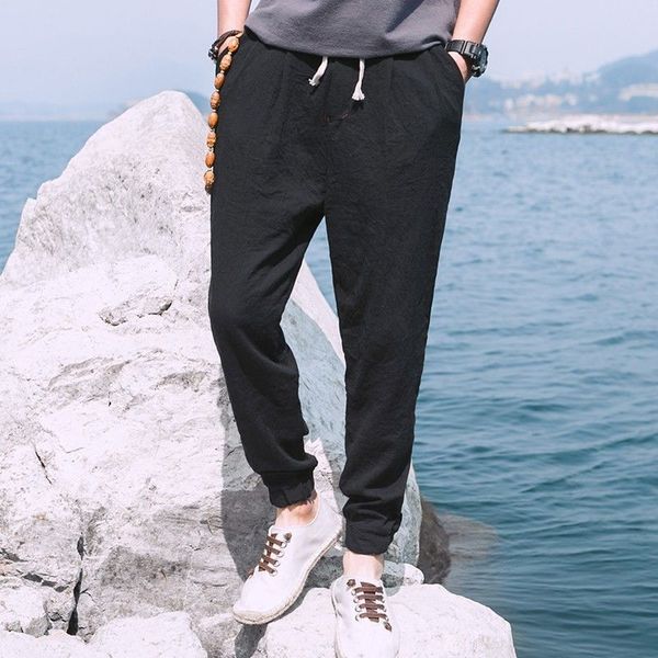 

casual harem pants men jogger pants men fitness trousers male chinese traditional harajuku 2019 summer clothe 4xl 5xl, Black