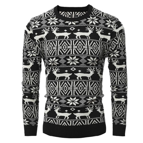 

new winter warm christmas sweater men fashion deer print pullover sweater autumn long sleeve knitting slim fit male, White;black
