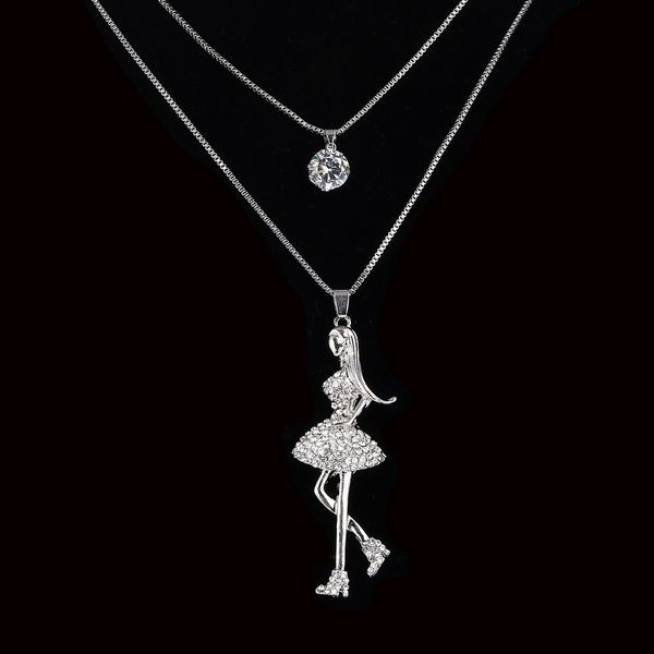 

Drop shipping Fashion elegant sweater chain long crystal Angel pendant water drop accessories long decoration necklace jewelry