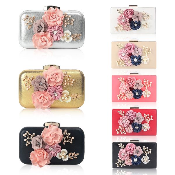 

new fashion women party wedding clutch luxury handbags purse flower evening prom bags for women 2018 chain wallet