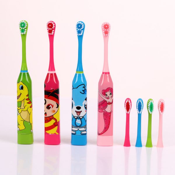 

children sonic electric toothbrush cartoon pattern tooth brush electric soft hair teeth brush for kids 2pcs replacement head