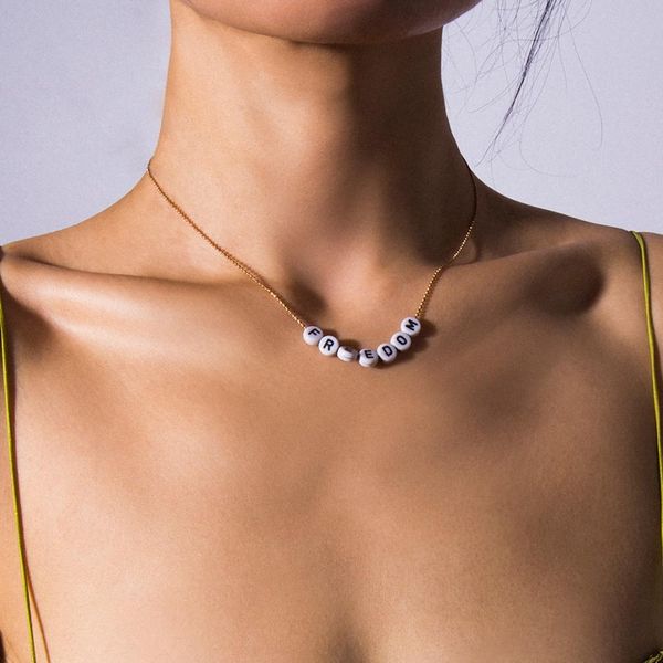 

anxiety om sunshine summer necklace beads alphabet tiny gold initial name necklace personalized choker jewelry for women, Silver