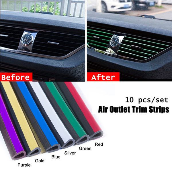 

10pcs universal car u-shaped style clip strip chrome air conditioning outlet interior mouldings decorative strip car accessories