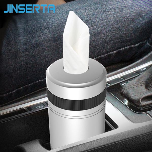 

jinserta aluminum alloy car cup holder cylinder tissue box camera design car trash can holder accessories luxurious gift