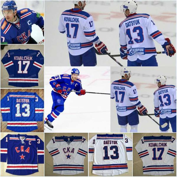 

Men's 13 Pavel Datsyuk KHL Jersey, CKA St Petersburg 17 Ilya Kovalchuk KHL Blue White Custom Hockey Jerseys Cheap