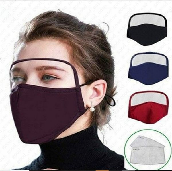 

adults design face mask with eye shield washable 2 layers cotton facemask with breather valve people protective safety mouth masks d6808, Blue