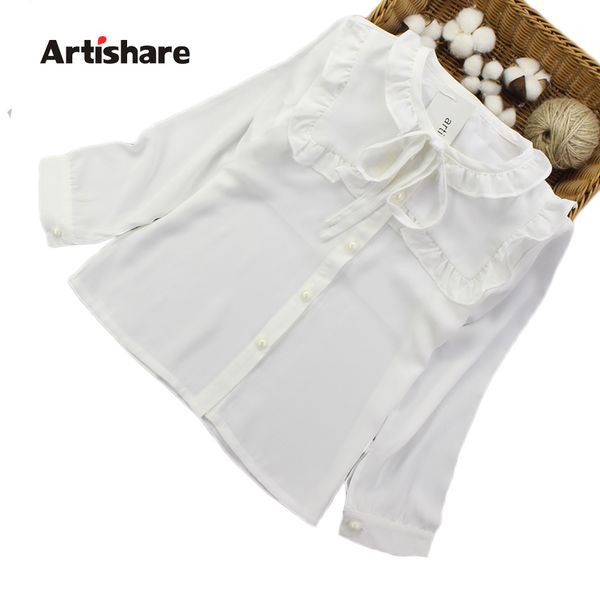 

artishare girls white blouses autumn spring full sleeve shirts for girls school uniform fashion kid shirts teenage child clothes, White;black