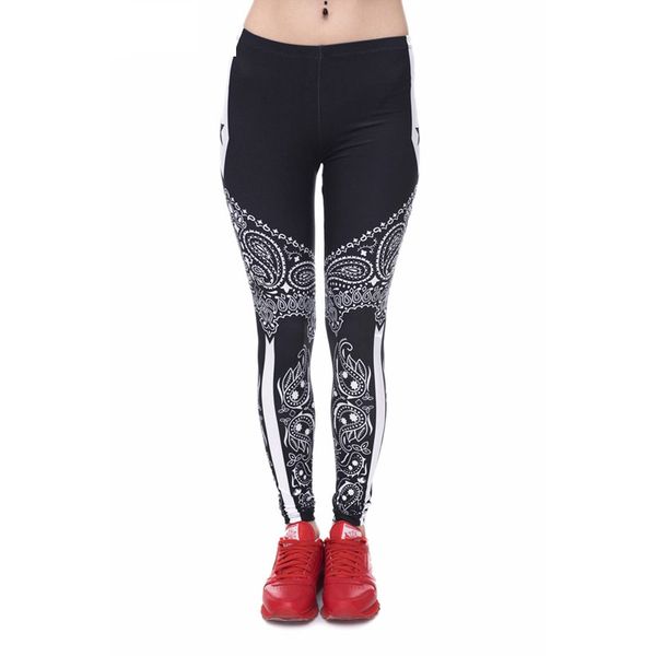 

mandala printed yoga cropped pants high waist sports fitness plus size leggings women, Black;blue