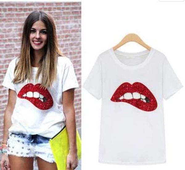 

лео маѬка енника женин оп tshirt вивка lips лопка  коѬоким Ѭђкавом ђболк, White