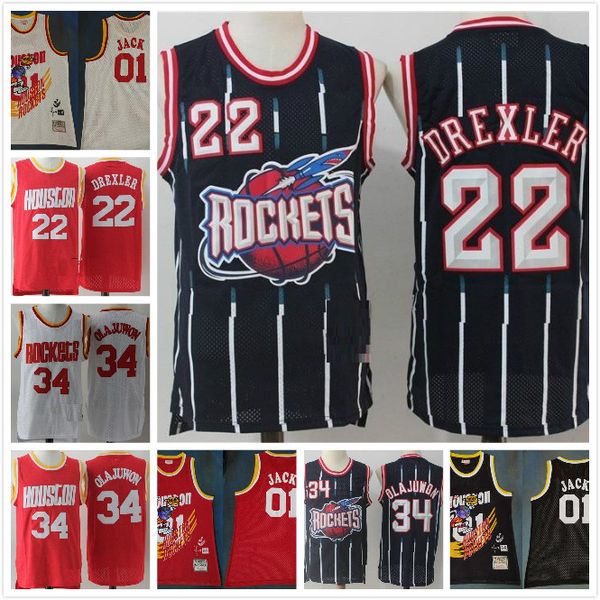 

new travis scott br mn 01 jack houstonrockets cactus jack vintage tracy mcgrady 1 clyde drexler nba 22 hakeem olajuwon, Black