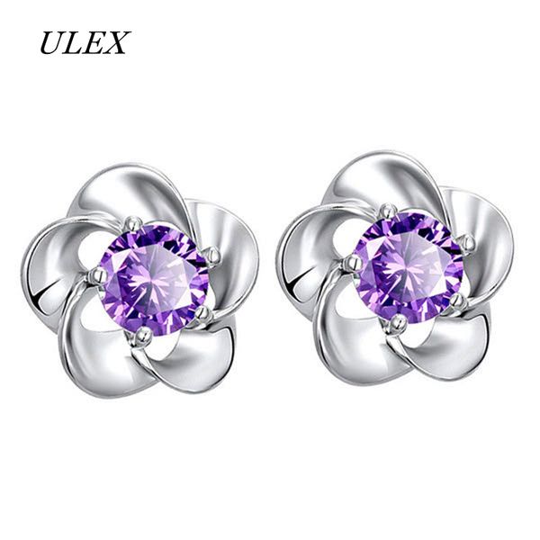 

ulex корейские женщины серьги стержня модные сливы цветок цветок партии ювелирных изделий белый медные серьги мотаться сережка, Golden;silver