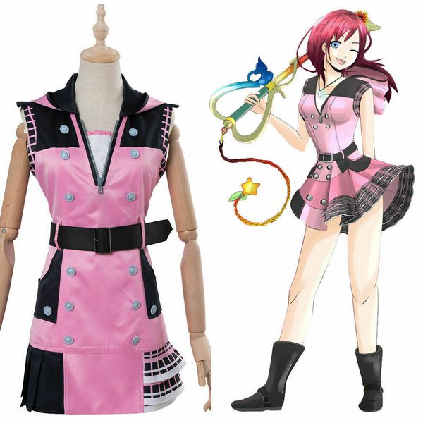

kingdom hearts iii 3 kairi cosplay costume halloween outfit combat suit, Black;red