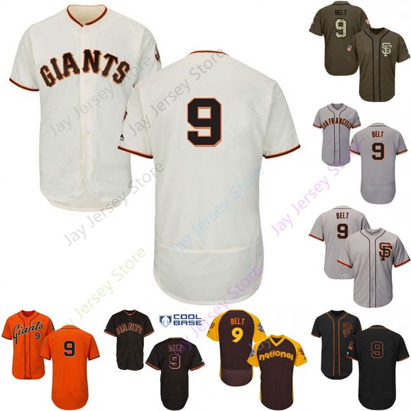 

2019 San Francisco 9 Brandon Belt Jersey Giants Jerseys Cool Base Flexbase Home Away White Black Red Grey Pullover Button Men Women Youth