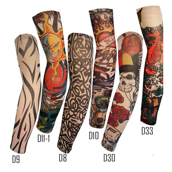 

ice sleeve summer outdoor skateboard uv protection uniform high elastic breathable tattoo tattoo print arm sleeve, Silver