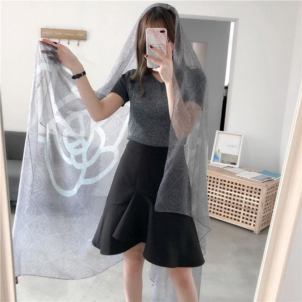 

spring and summer scarves korean female camellia long section of scarves summer sun shawl excellent soft sister sophie resort beach towel 20, Blue;gray