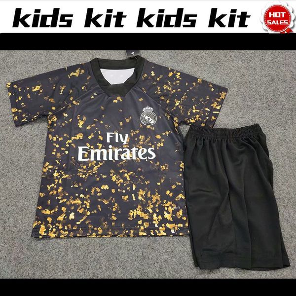 

kids suit real madrid limited edition soccer jersey 19/20 child kit real madrid boys soccer uniforms 2020 jersey+shorts, Black