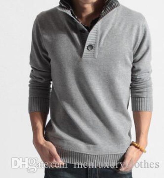 

mens autumn winter fake 2pcs sweaters shirt collar knitted fashion warm sweatshirts, White;black