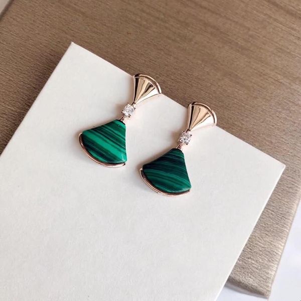 

classic skirt malachite green s925 silver wild designer earrings luxury designer jewelry women earrings, Golden