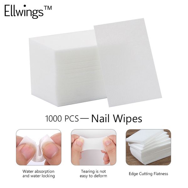 

ellwings 1000pcs nail wipes nail gel polish remover art tools cleaner white paper varish manicure tool