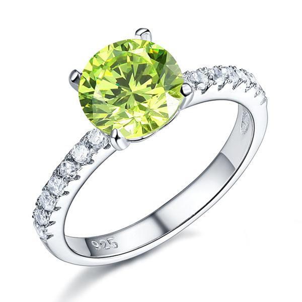 

exquisite women wedding rings 925 sterling silver bridal wedding promise engagement ring 2 ct green jewelry, Slivery;golden
