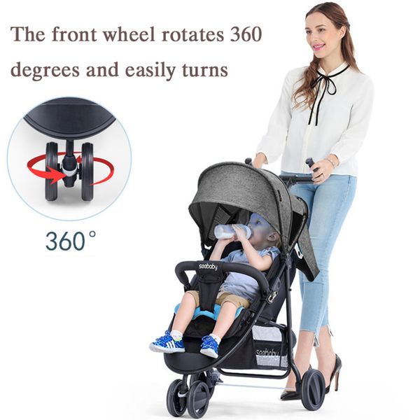 

seebaby st. debei children's trolley can sit on the reclining three-wheeled stroller portable folding wagon, suitable for newbor