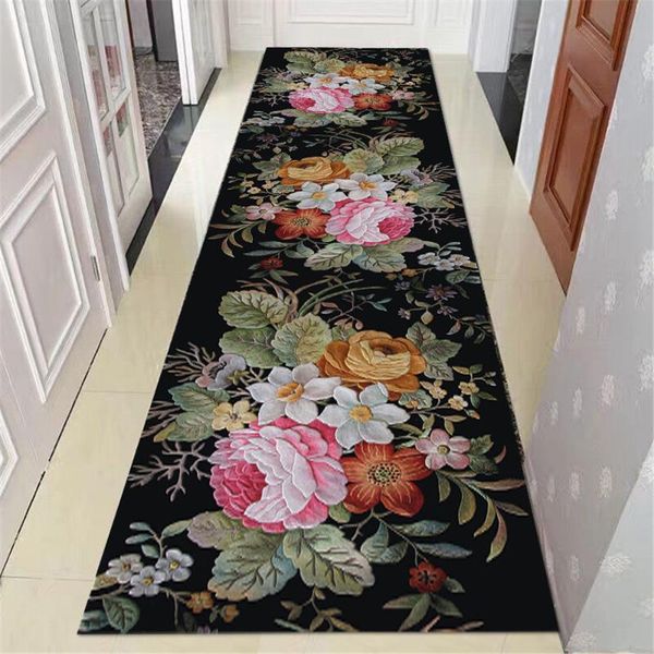 

carpets 3d flower stair corridor carpet flannel non-slip bathroom kitchen bedside mat floor rug living room area balcony