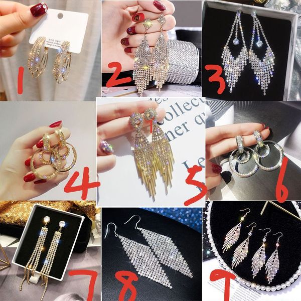 

yfjewe 2020 новые горячие продажи серьги ювелирных изделий кристалл rhinestone серьги женщины золото щепка обруч серьги моды для women01, Golden