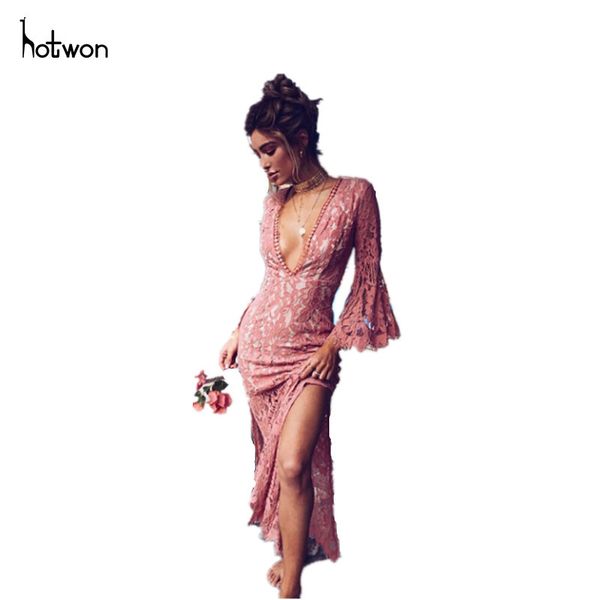 

new fashion women vintage lace long sleeve party long maxi dress, Black;pink