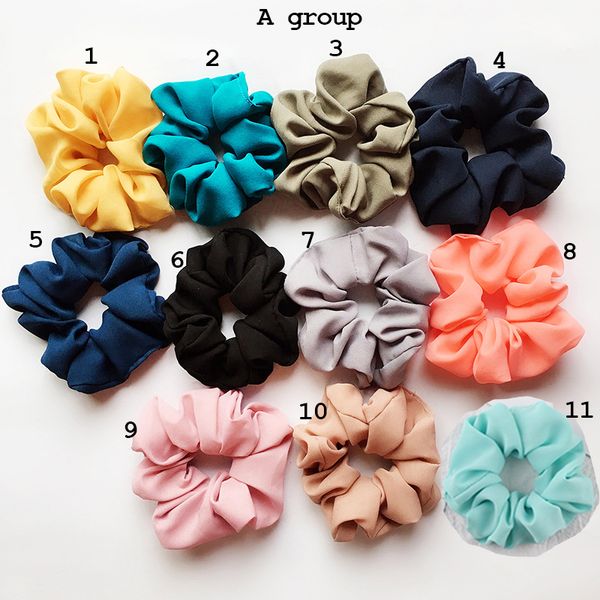 

wholesale 117 styles lady girl hair scrunchy ring elastic hair bands pure color leopard plaid large intestine scrunchies designer headband, Slivery;white