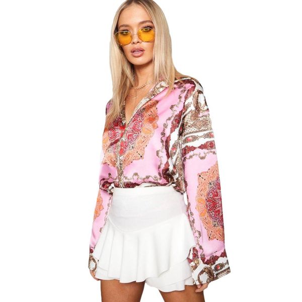 

spring autumn new print long sleeve loose women's womens and blouses womens streetwear fashion slim-type casual, White