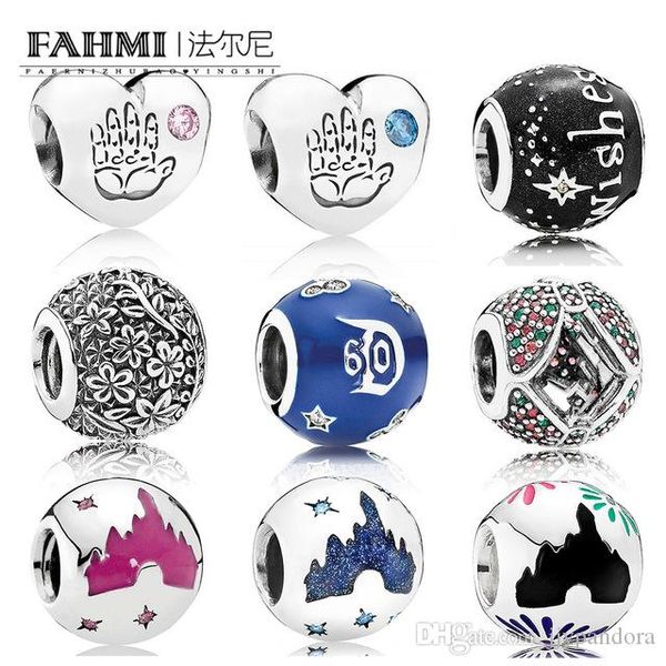 

фахми 100% 925 sterling silver 60 лет фестиваль отдыха bow замок fantasyland fireworks парк charm limited edition, Black