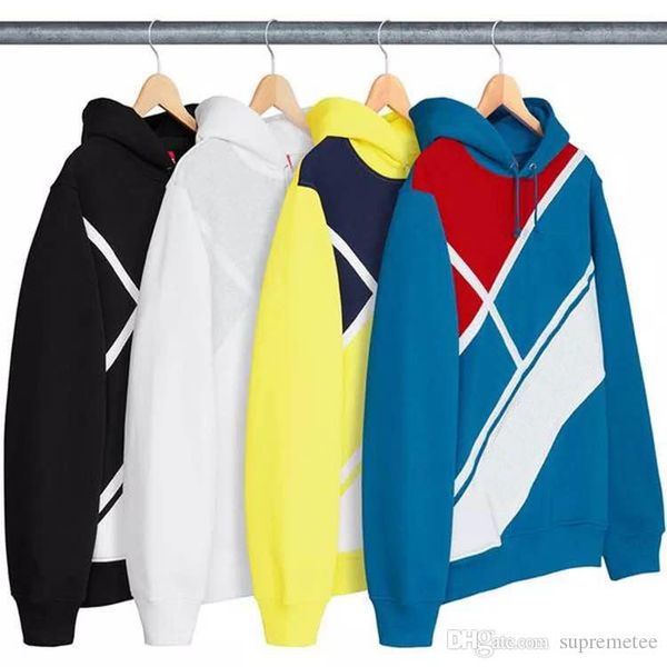 

2018 new embroidery letter fleece hoodie 18ss diagonal hooded sweatshirt autumn winter hoodies, Black