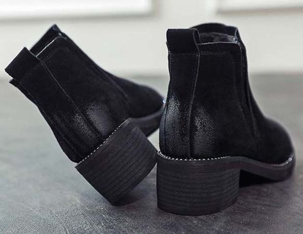 

new girls leather boots boys shoes woman leather snow boots short autumn winter ankle fashion shoe09 p18, Black