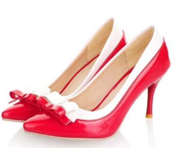 

2019 women's shoes in spring and autumn with new style high heel fine heel pointed end bowknot @22, Black