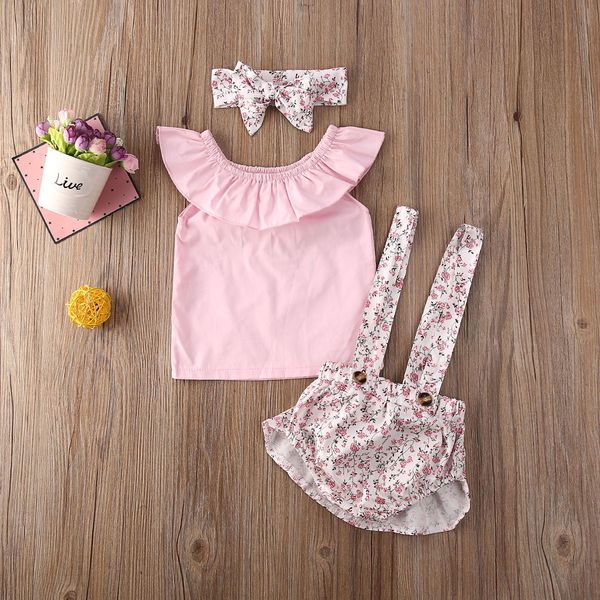 

lovely newborn baby girls clothes t-shirt floral tutu shorts pants outfits, White