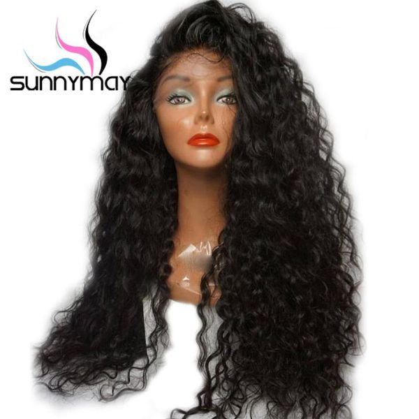 

human hair wigs sunnymay 250% curly lace front with baby pre plucked side part brazilian bleached knots, Black
