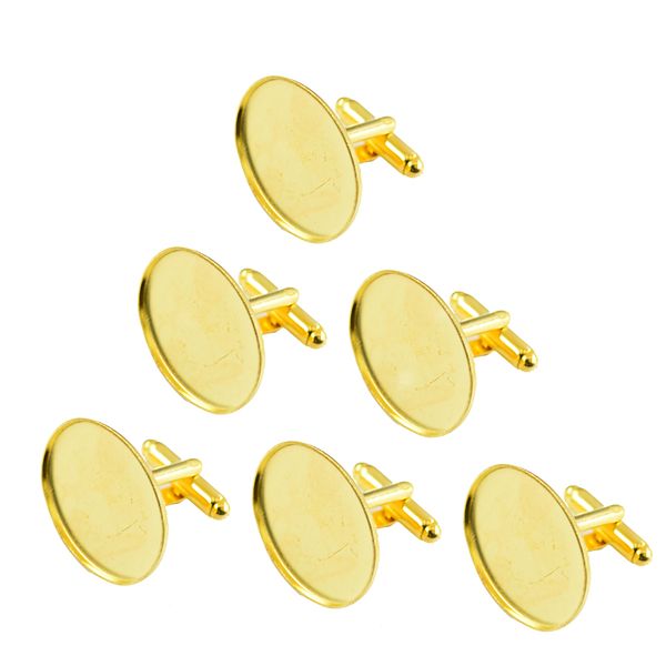 

6pcs oval cuff links settings base for diy cabochon jewelry golden, Silver