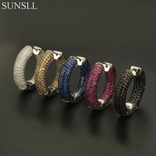 

sunsll silver color copper pins multicolor cubic zirconia big round hoop earrings women's fashion party jewelry cobre cz brinco cx20060, Golden