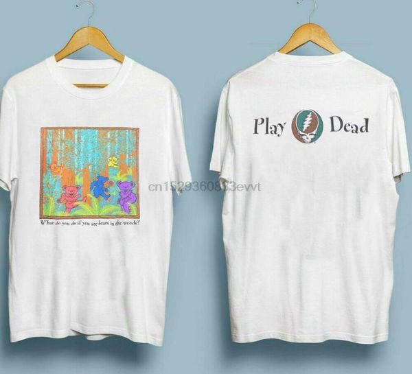 

vtg grateful dead тенниска 1998 танцы медведи медведь в лесу футболка перепечатки, White;black