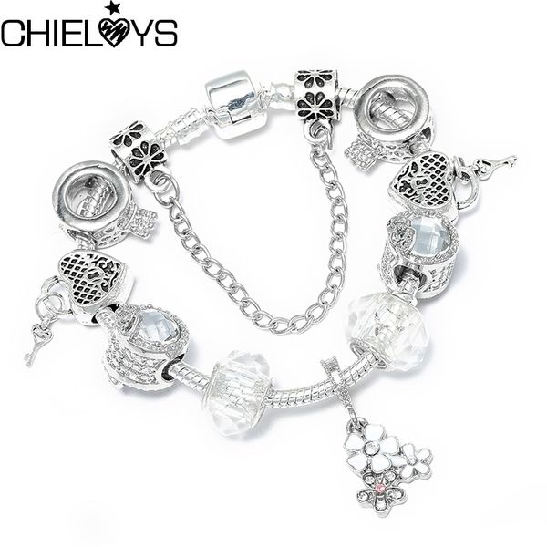

chieloys natural life style silver flower brand bracelets&bangles charms for women bracelet jewelry making beads diy bracelets, Golden;silver