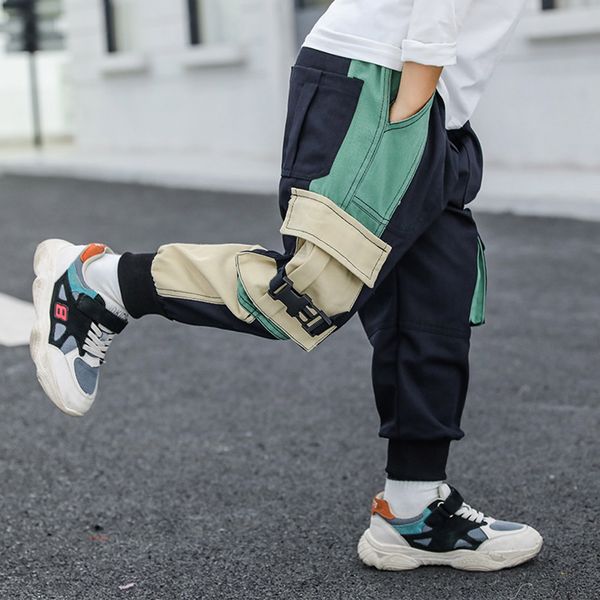 

boys pants patchwork pants for boys fashion cargo child trousers autumn winter casual kids clothes 6 8 10 12 14 year, Blue