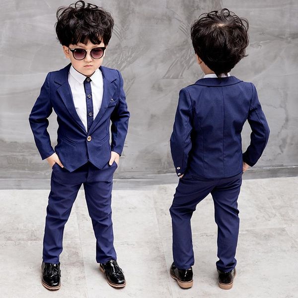 2019 Sonbahar Moda Beyefendisi Çocuk Giyim Seti Erkekler Resmi Takım Ev Takımları Düğünler İçin Takımlar lacivert Red Boy Blazers Takım Çocuklar