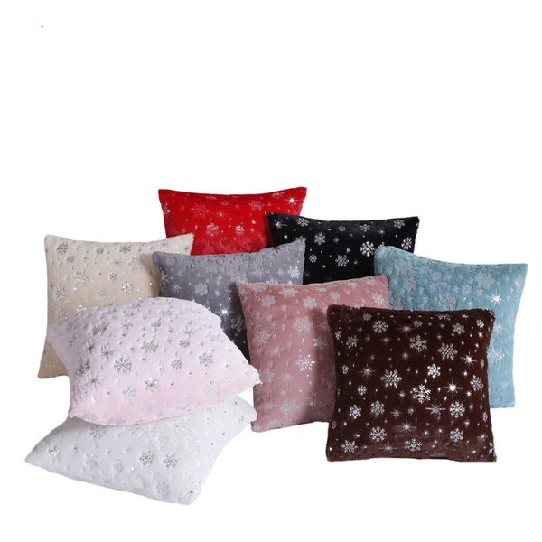 Fur Cushion Cover Christmas Snowflake Home Plush Pillow Case Bed