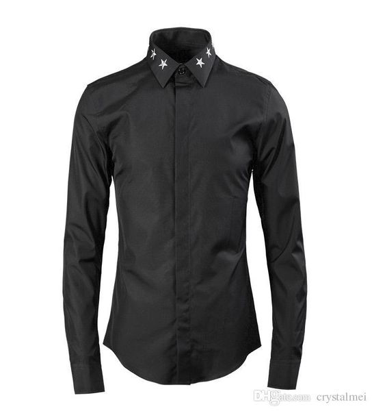 

бесплатная доставка 2017 новое поступление мода знаменитая пятизвездочная вышивка популярный дизайн мужская тонкая деловая повседневная руба, White;black