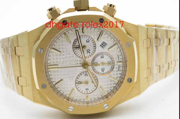 

mens limited edition royal oak chronograph white dial 26331st yellow gold asia 7750 valjoux automatic movement mens watches, Slivery;brown