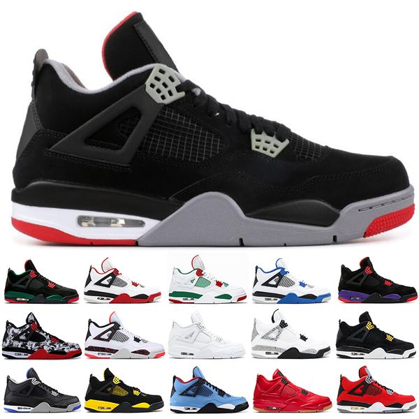 

bred new 4 men basketball shoes sneakers thunder white cement pure money royalty game royal 4s sports sneakers shoes 7-13