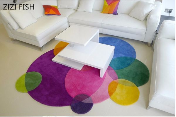

gradient rainbow modern handmade carpets living room bedroom fashion creative coffee table sofa individuality trend carpet