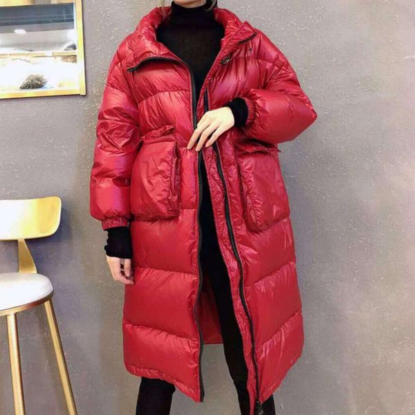 

new women's clothing winter thicken white duck down jacket women loose down long coat female warm snow outwears, Black