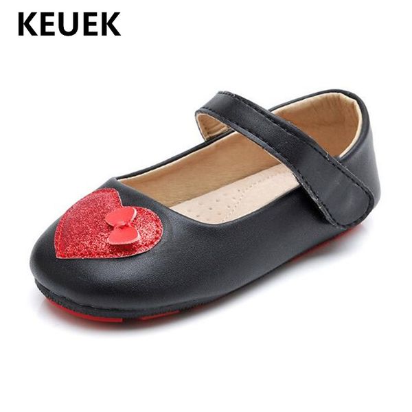 

new girls princess shoes spring/autumn children single shoes baby toddler flats british style kids genuine leather 018, Black;grey